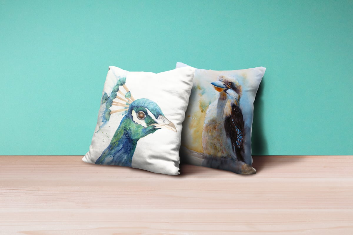 Kookaburra & Peacock Pillow